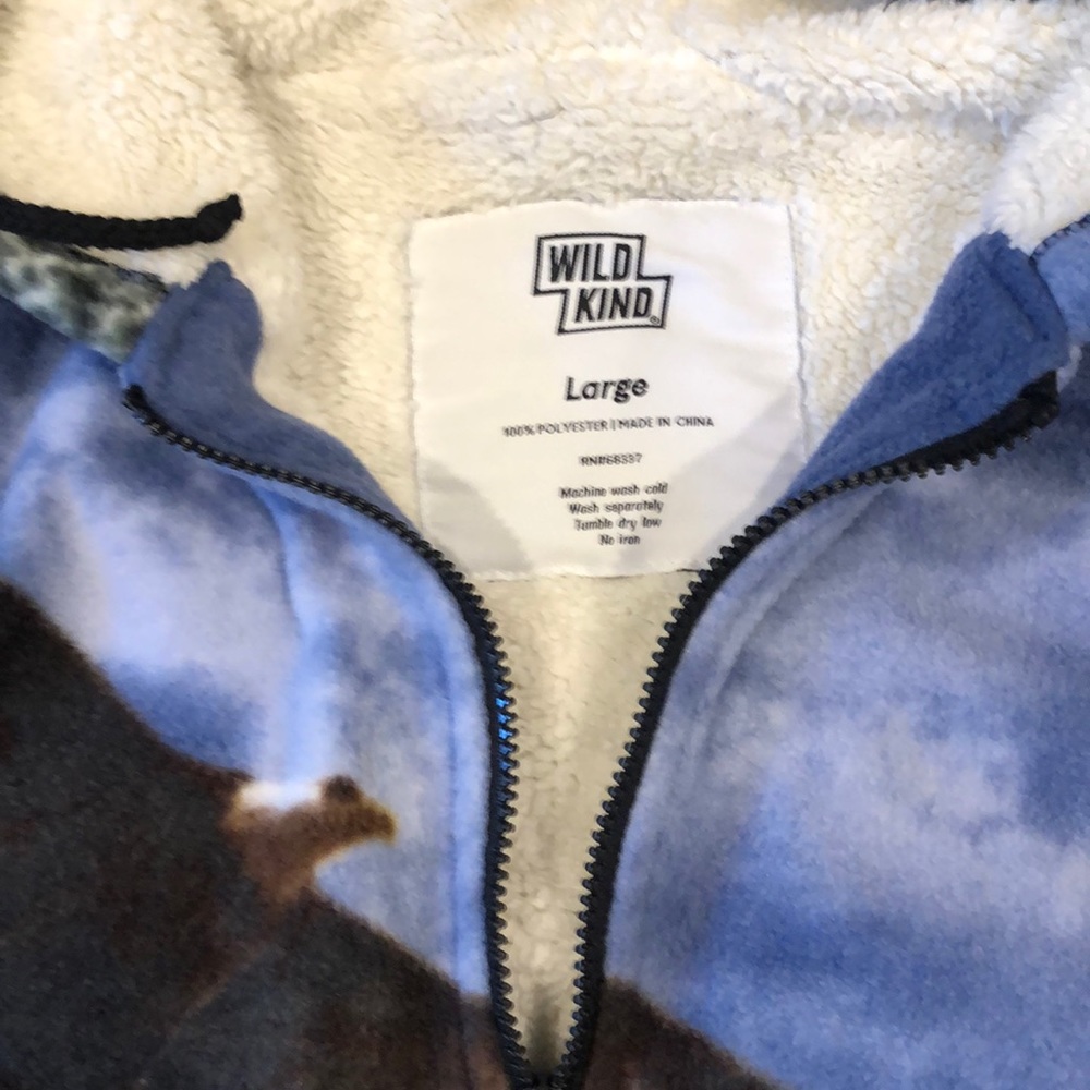 Wild Kind Life large Plush Sherpa Full Zip American Eagle Hoodie